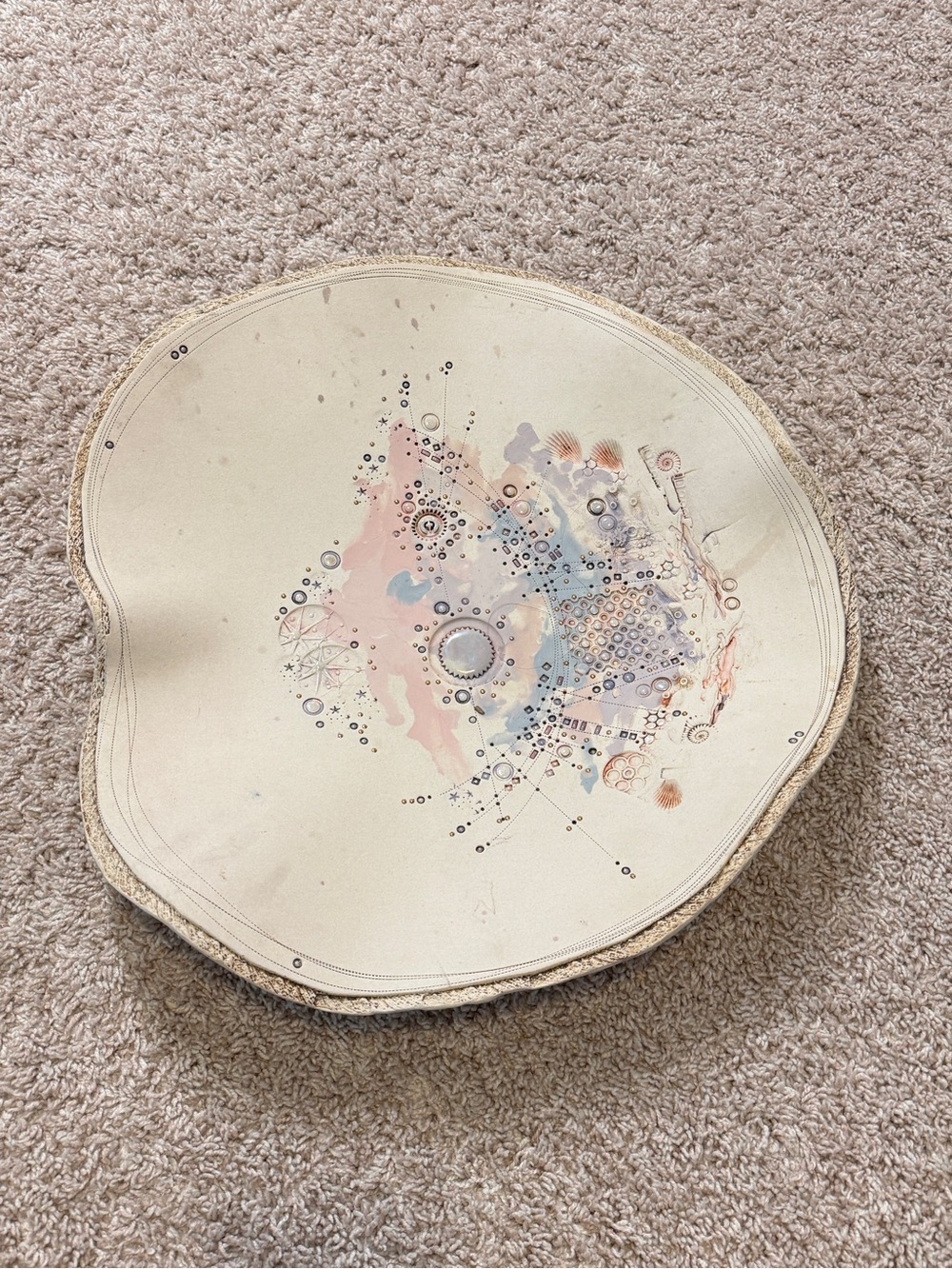 1980's Vintage Japanese Artistic Pearl Inlay Decorative Pottery Plate/Tray 17” - Picture 2 of 16